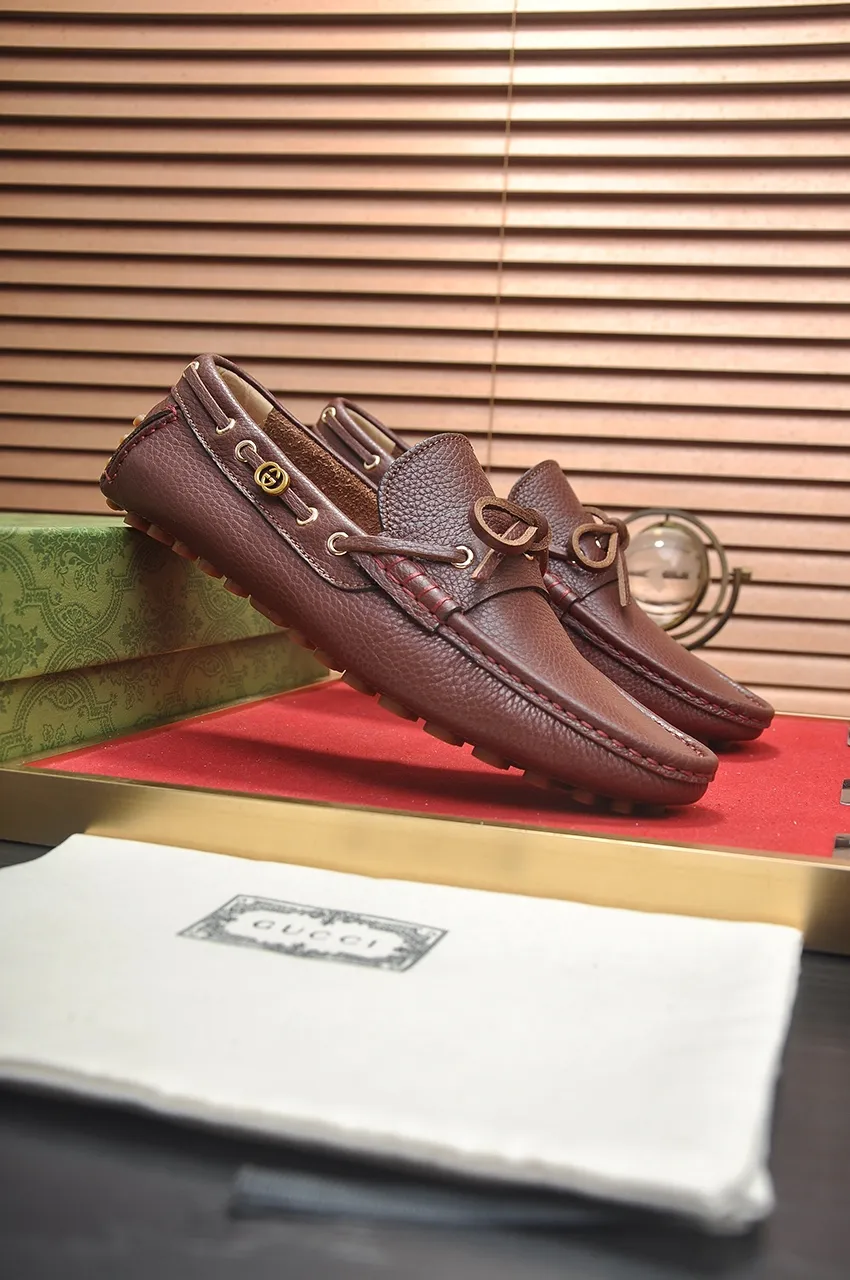 Men's Men's Shoes💰420💶【GUCCI】 (High-end Niuli) New 🍀Gucci*——Gucci Doudou Shoes! Made of imported original cowhide, the inner top layer is comfortable cowhide lining! Original wear-resistant rubber outsole! High quality products! Code number 38-44!